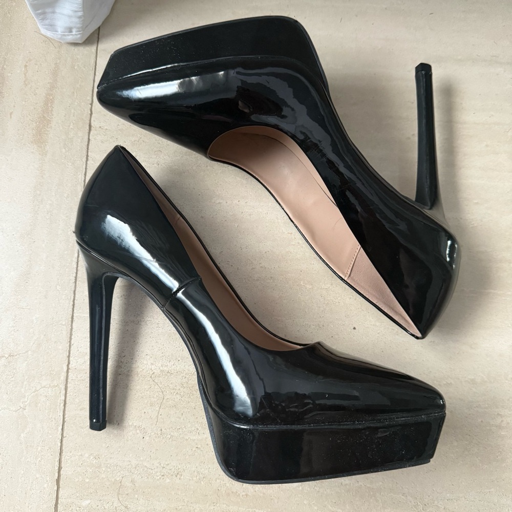 Sleek Black Patent Leather Heels